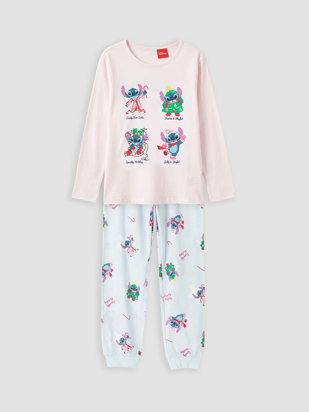 Pembe Stitch Baskılı Kız Çocuk Pijama Takım