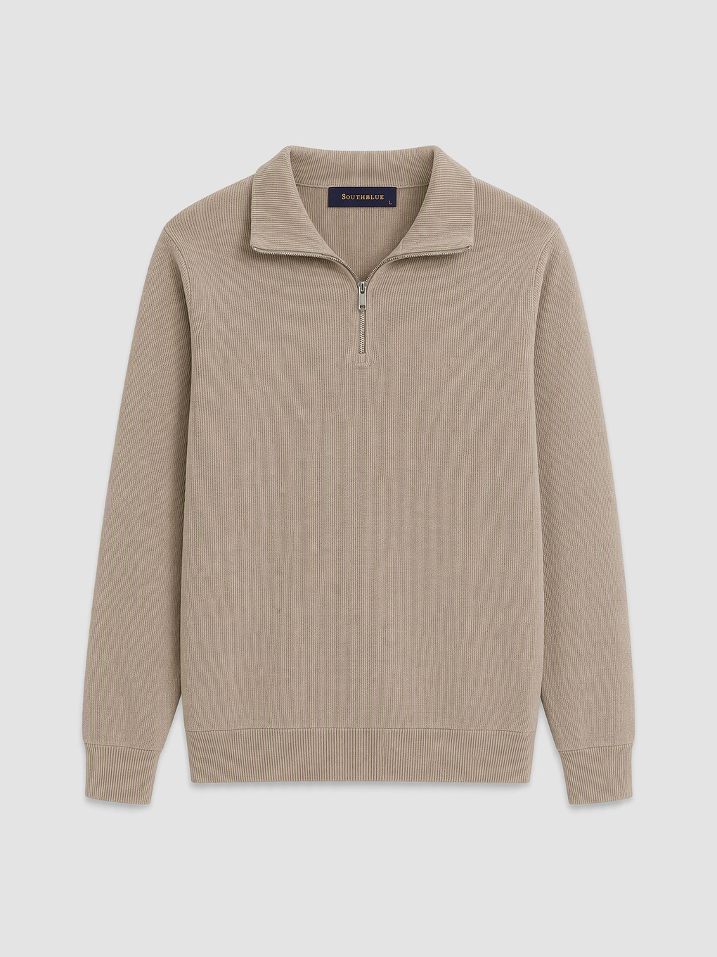 Bej Polo Yaka Erkek Sweatshirt