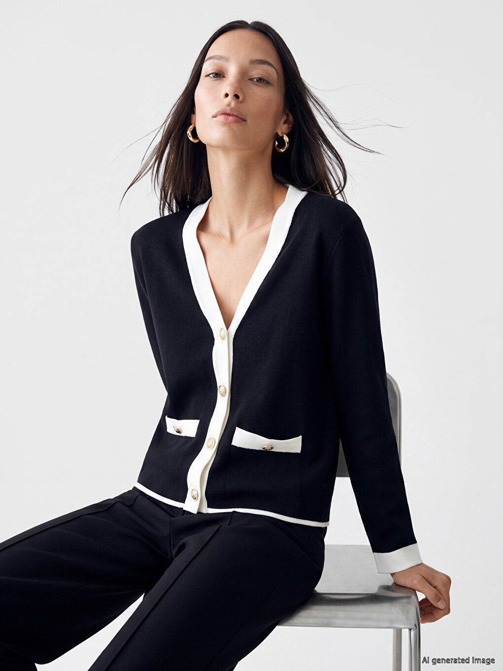 Fancy Buttoned Women's Knitwear Cardigan