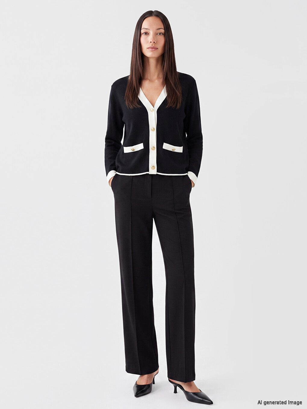 Fancy Buttoned Women's Knitwear Cardigan-1