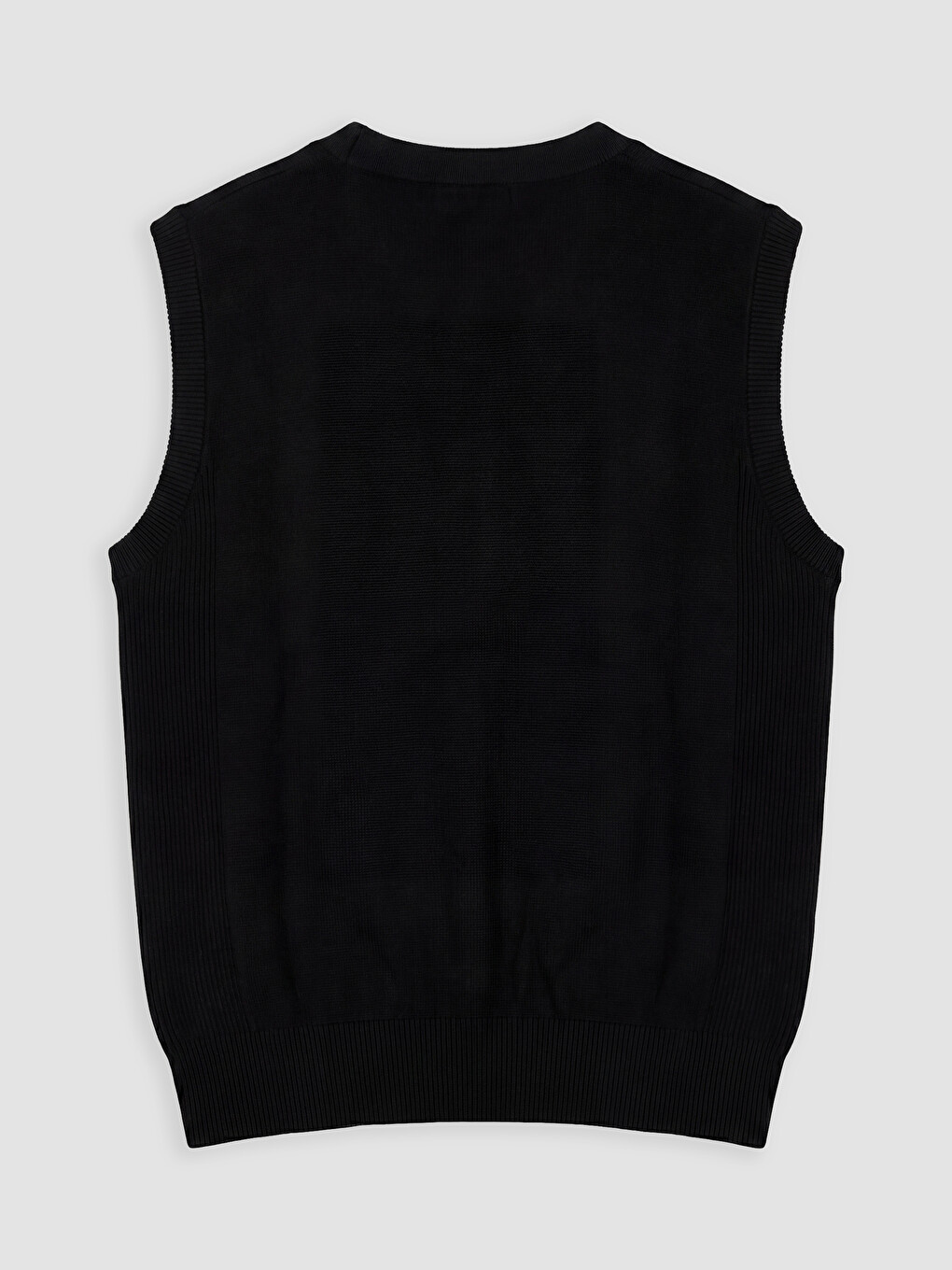 Siyah Regular Fit V Yaka Erkek Triko Yelek-1