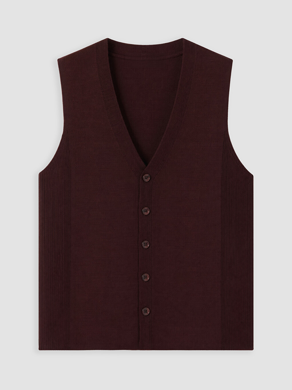 Bordo Regular Fit V Yaka Erkek Triko Yelek