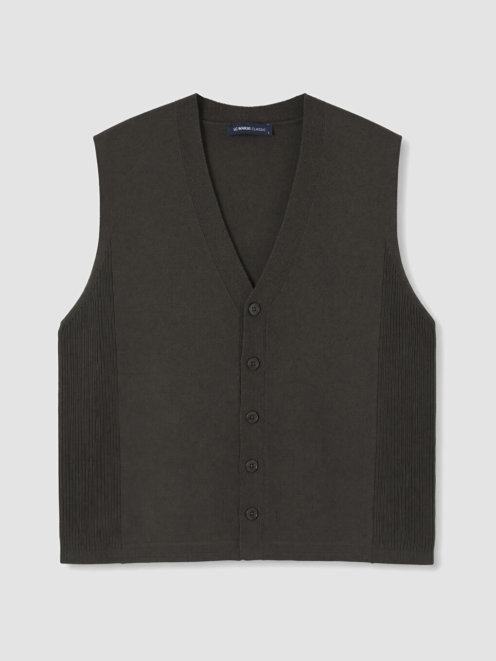 Yeşil Regular Fit V Yaka Erkek Triko Yelek