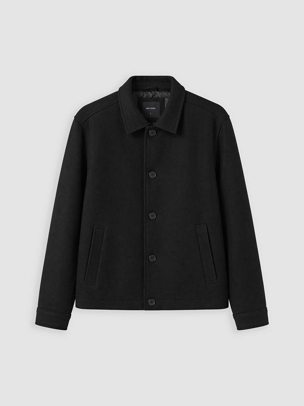Siyah Regular Fit Erkek Kaşe Mont-4