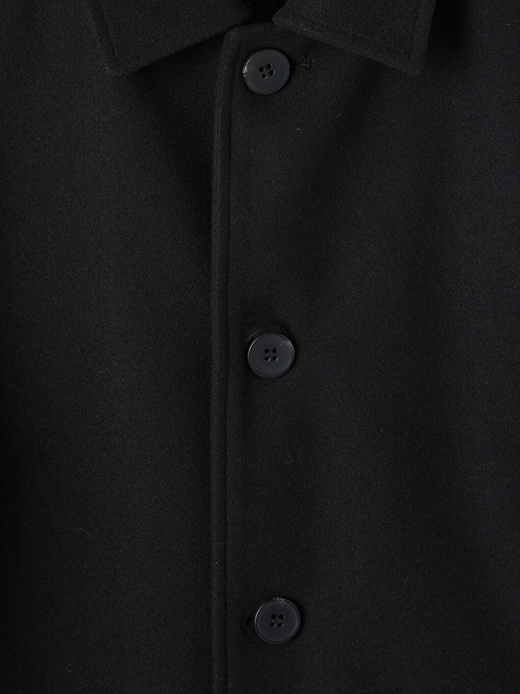 Siyah Regular Fit Erkek Kaşe Mont-5