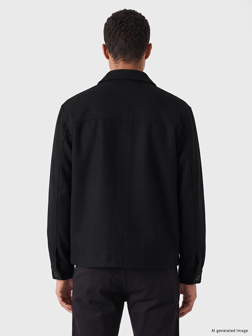 Siyah Regular Fit Erkek Kaşe Mont-3