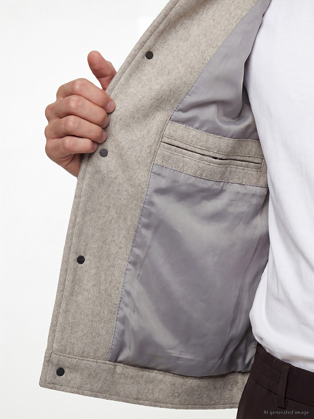 Bej Regular Fit Erkek Kaşe Mont-3