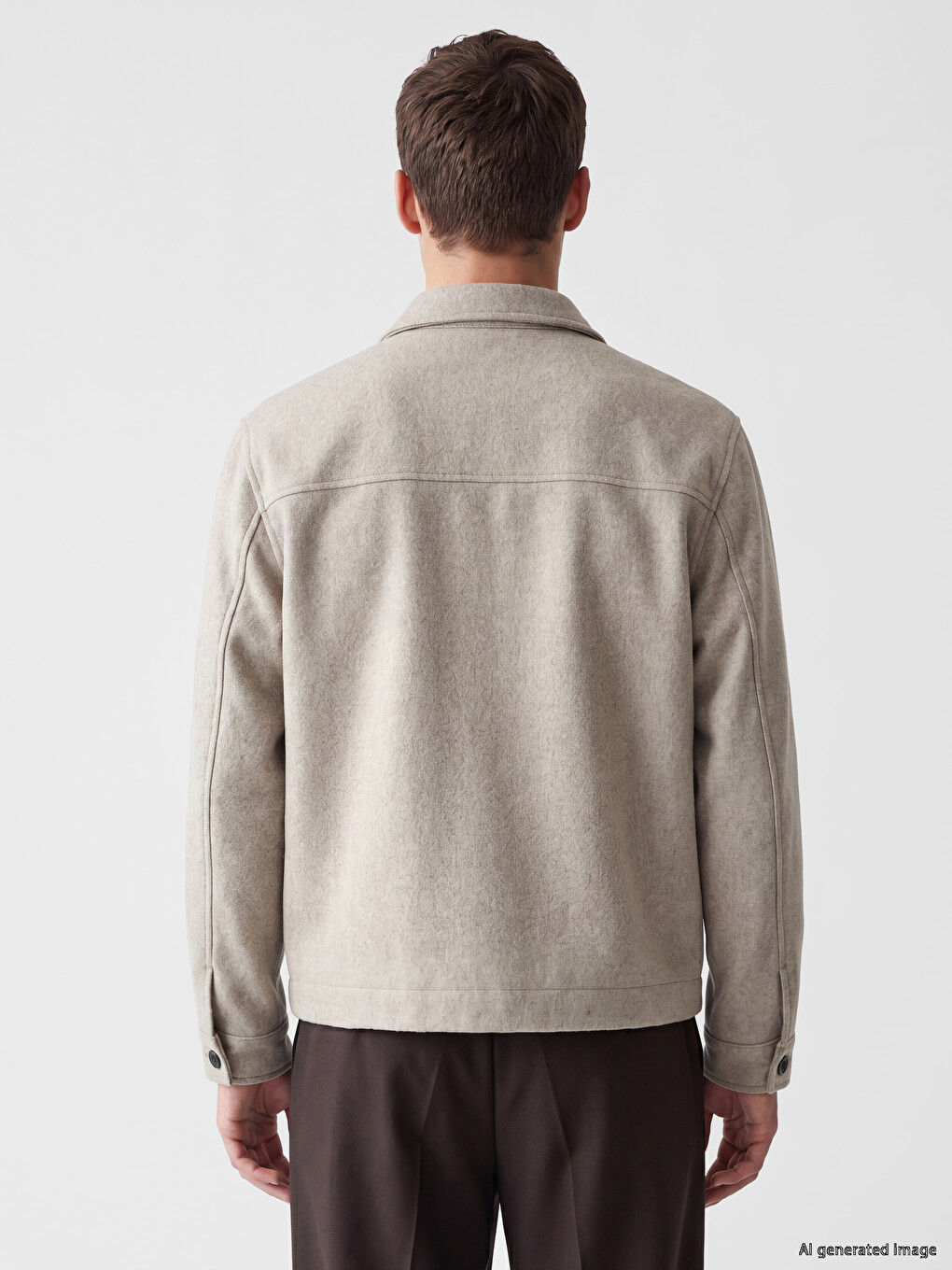 Bej Regular Fit Erkek Kaşe Mont-4