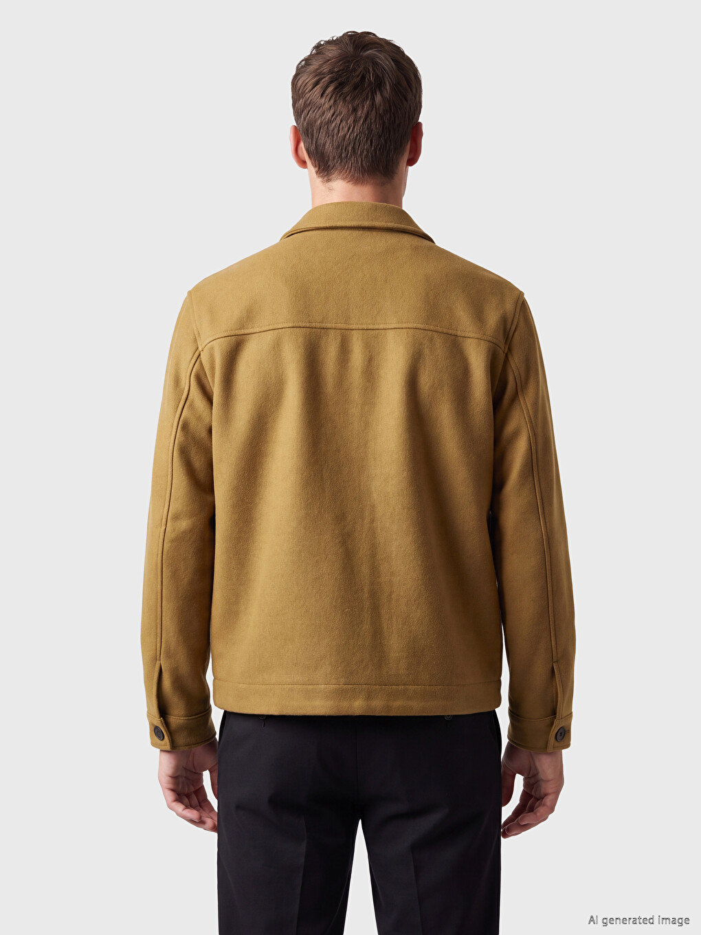 Sarı Regular Fit Erkek Kaşe Mont-4