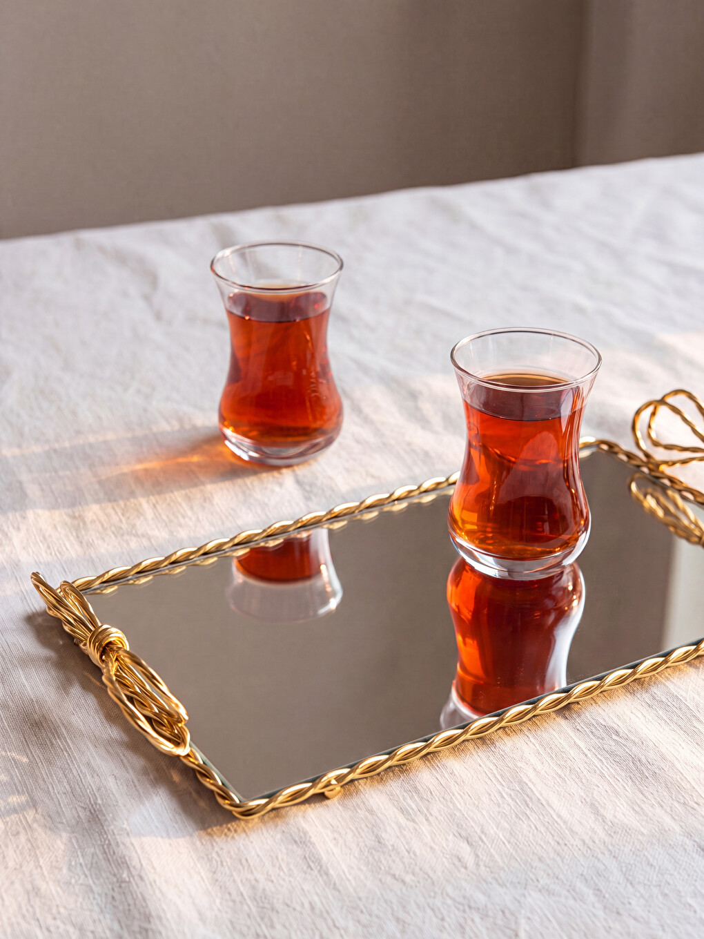 Sarı Aynalı Dekoratif Tepsi