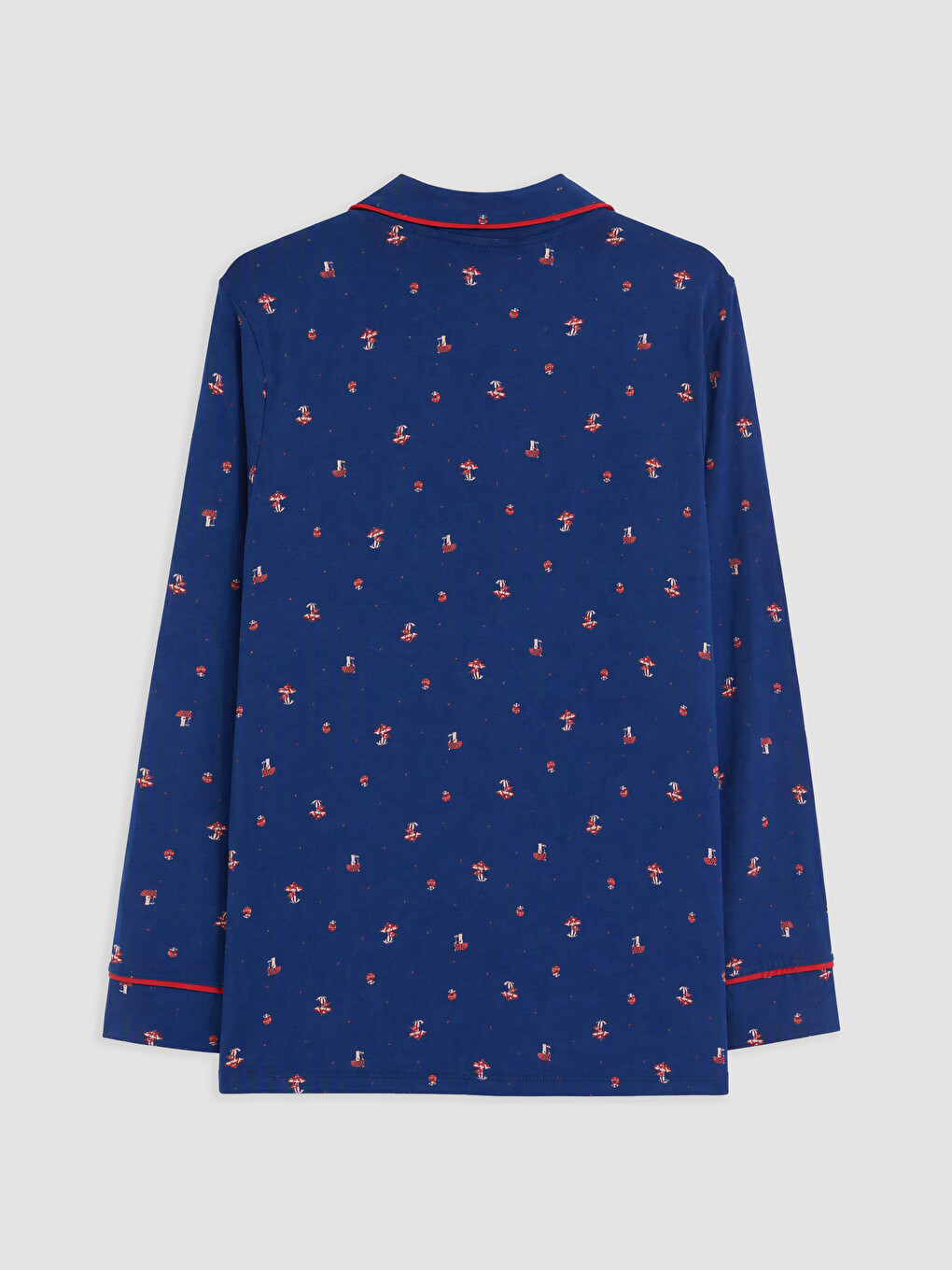 Mavi Gömlek Yaka Desenli Hamile Pijama Takım-2