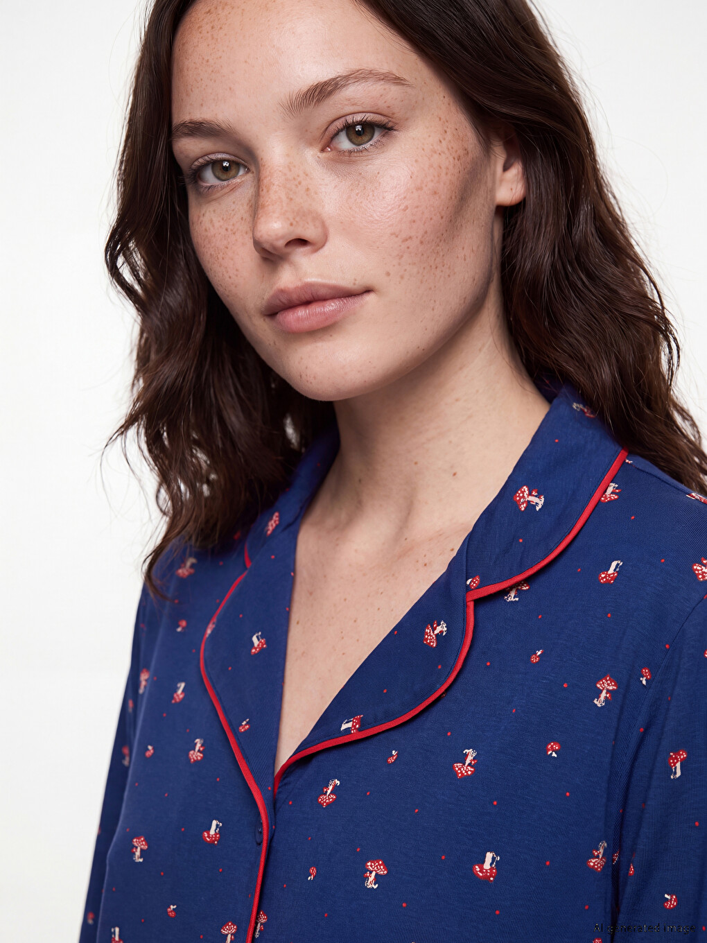 Collared Neck Patterned Maternity Pyjamas Set-2