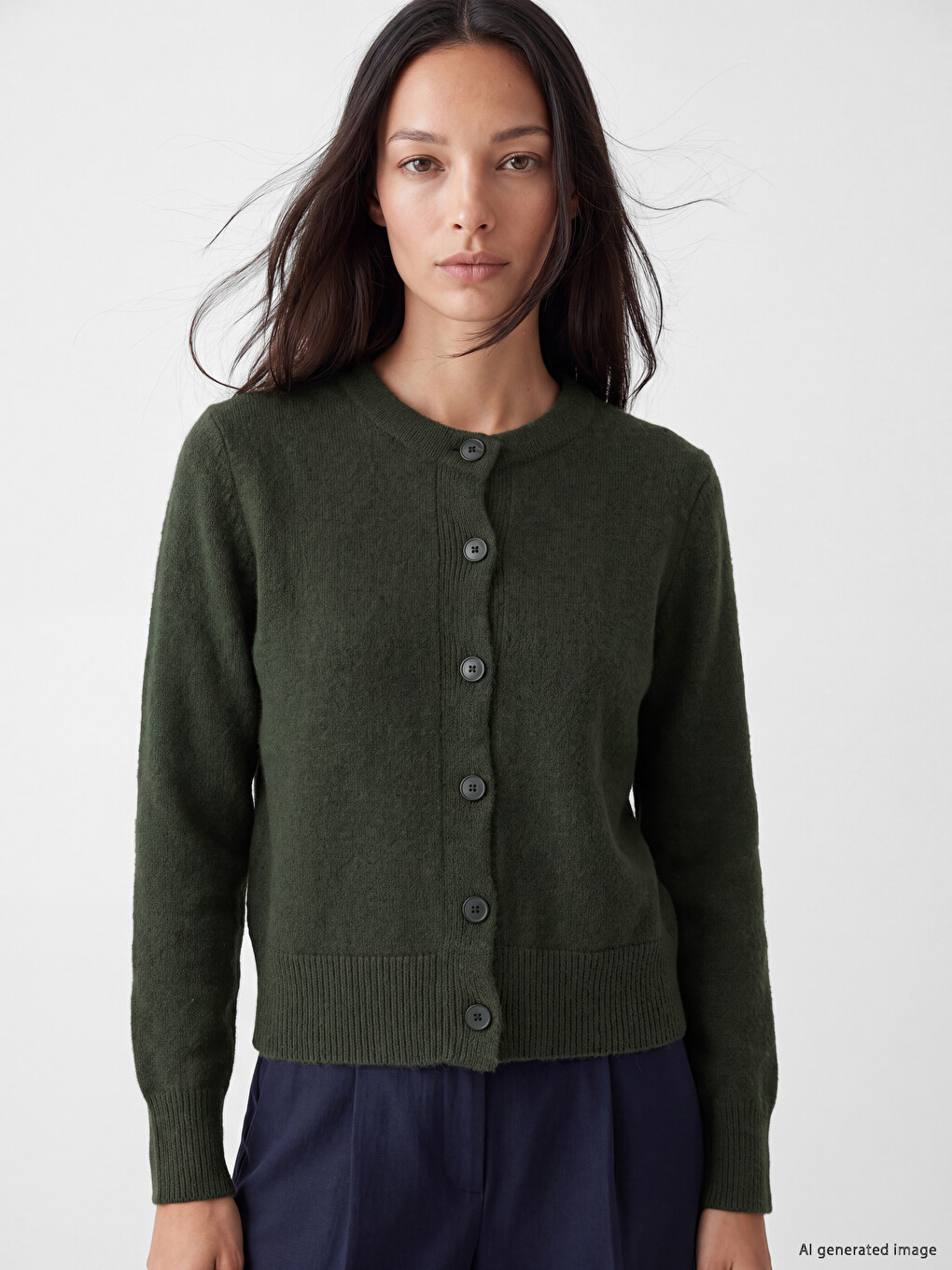 Crew Neck Women's Knitwear Cardigan