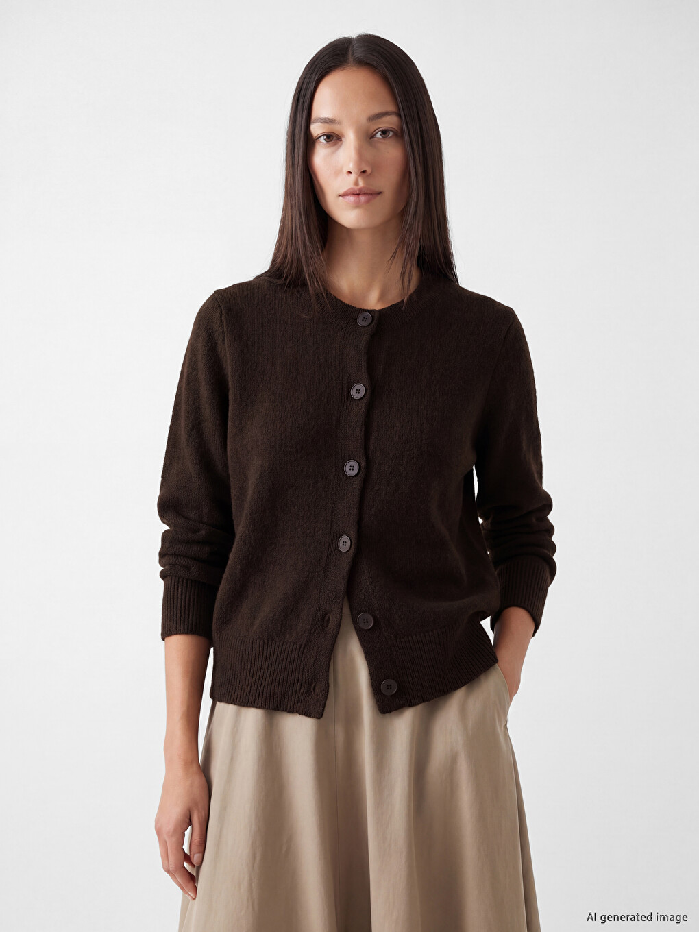 Cardigan En Maille À Col Rond Pour Femme