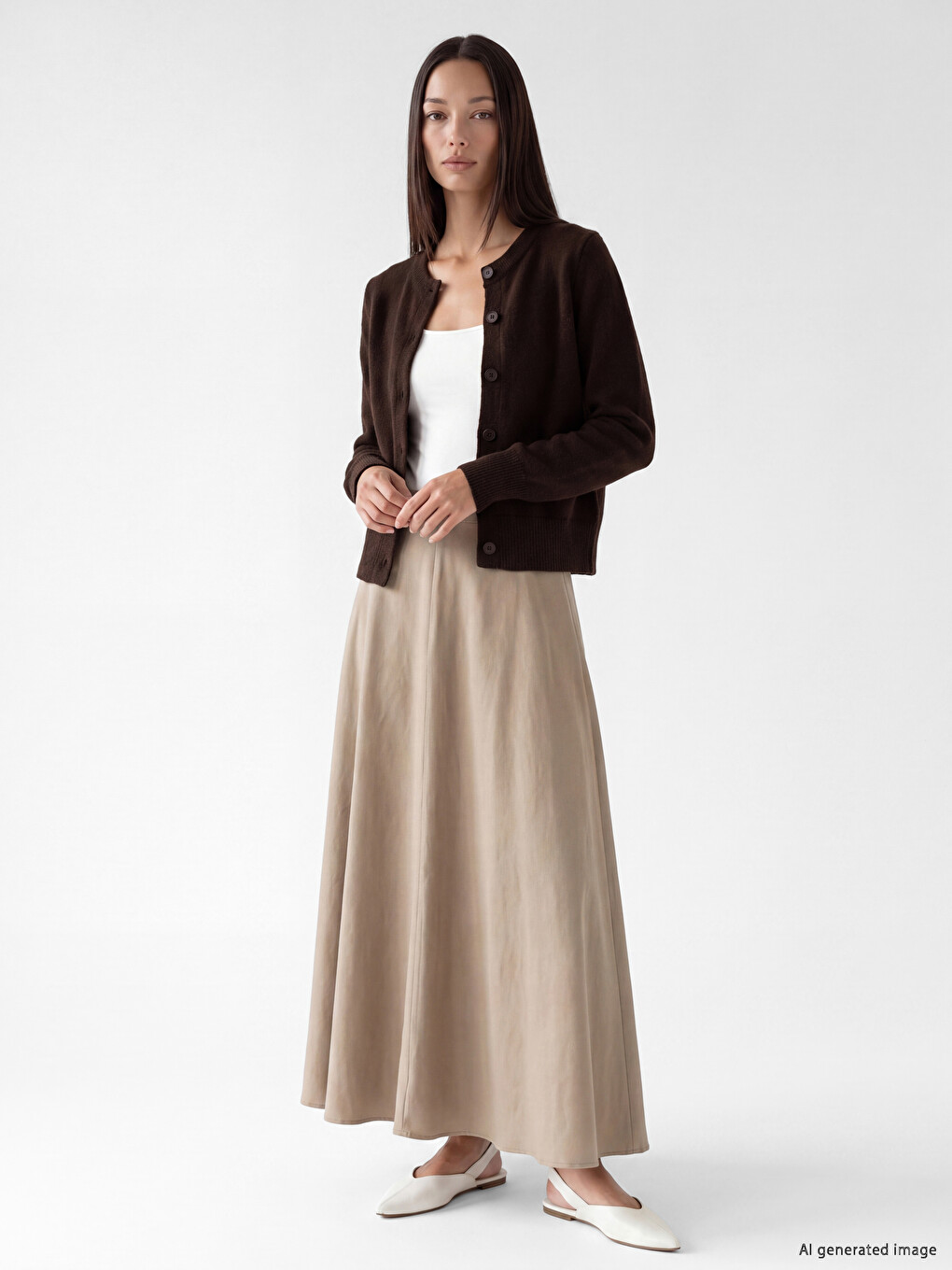 Cardigan En Maille À Col Rond Pour Femme-1