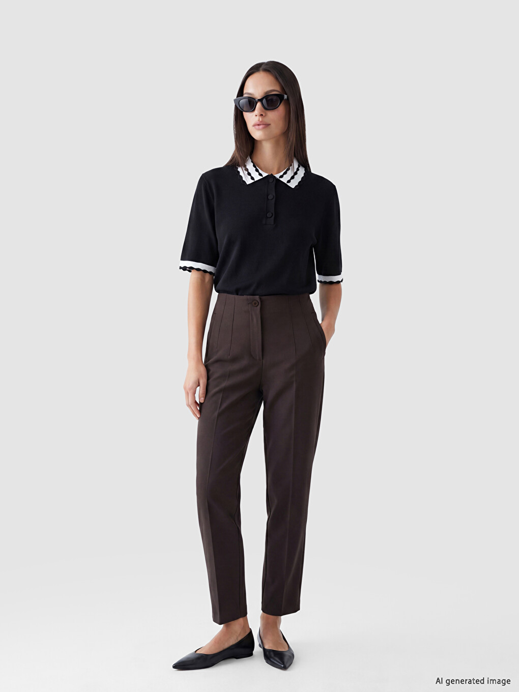 Pleated Women's Fabric Trousers