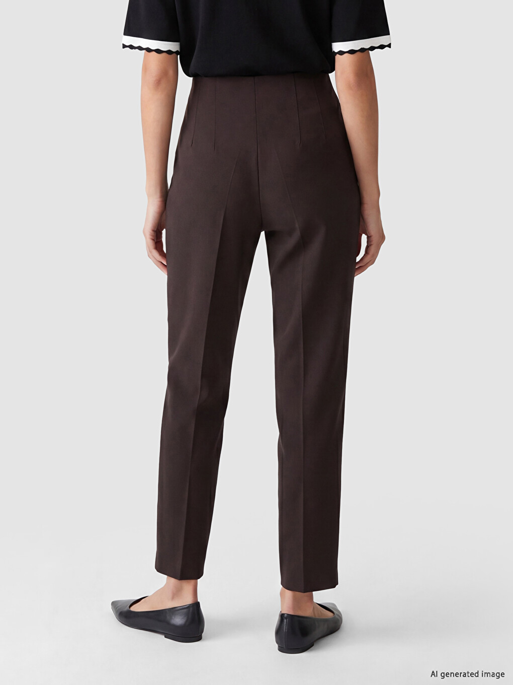 Pleated Women's Fabric Trousers-2