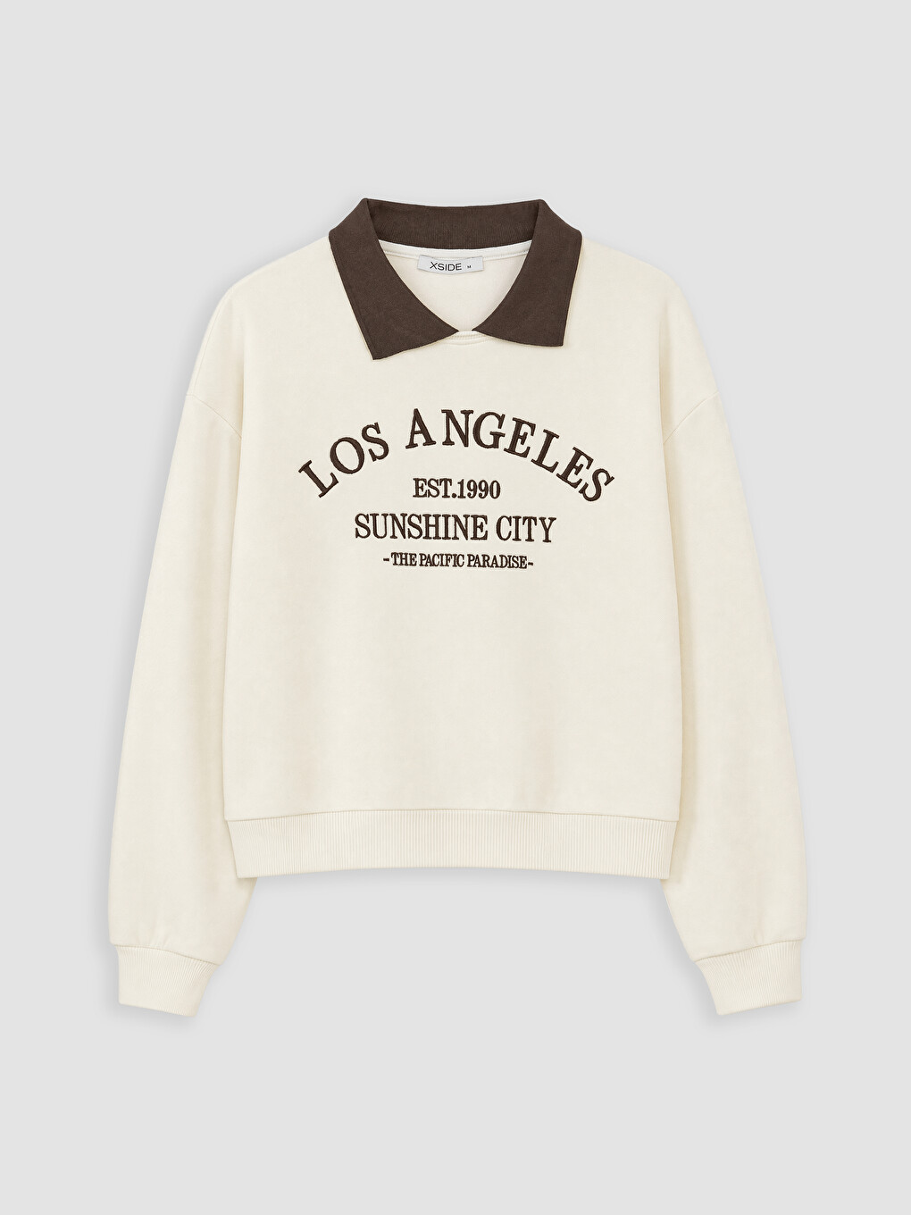 Polo Collar Embroidered Women's Thick Sweatshirt-4