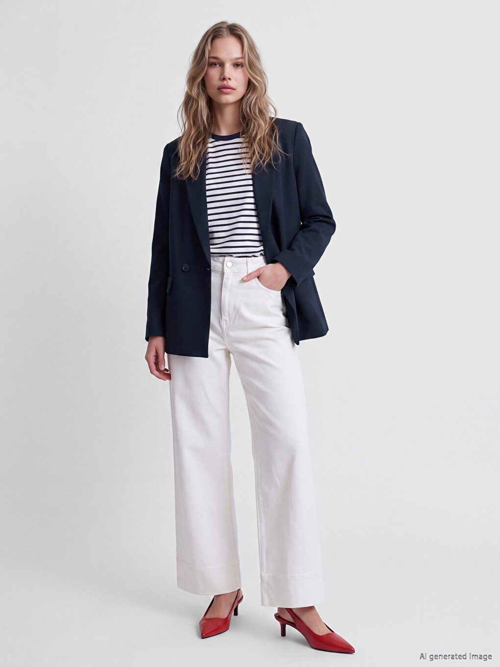Frau Dunkelblau Blazer-1