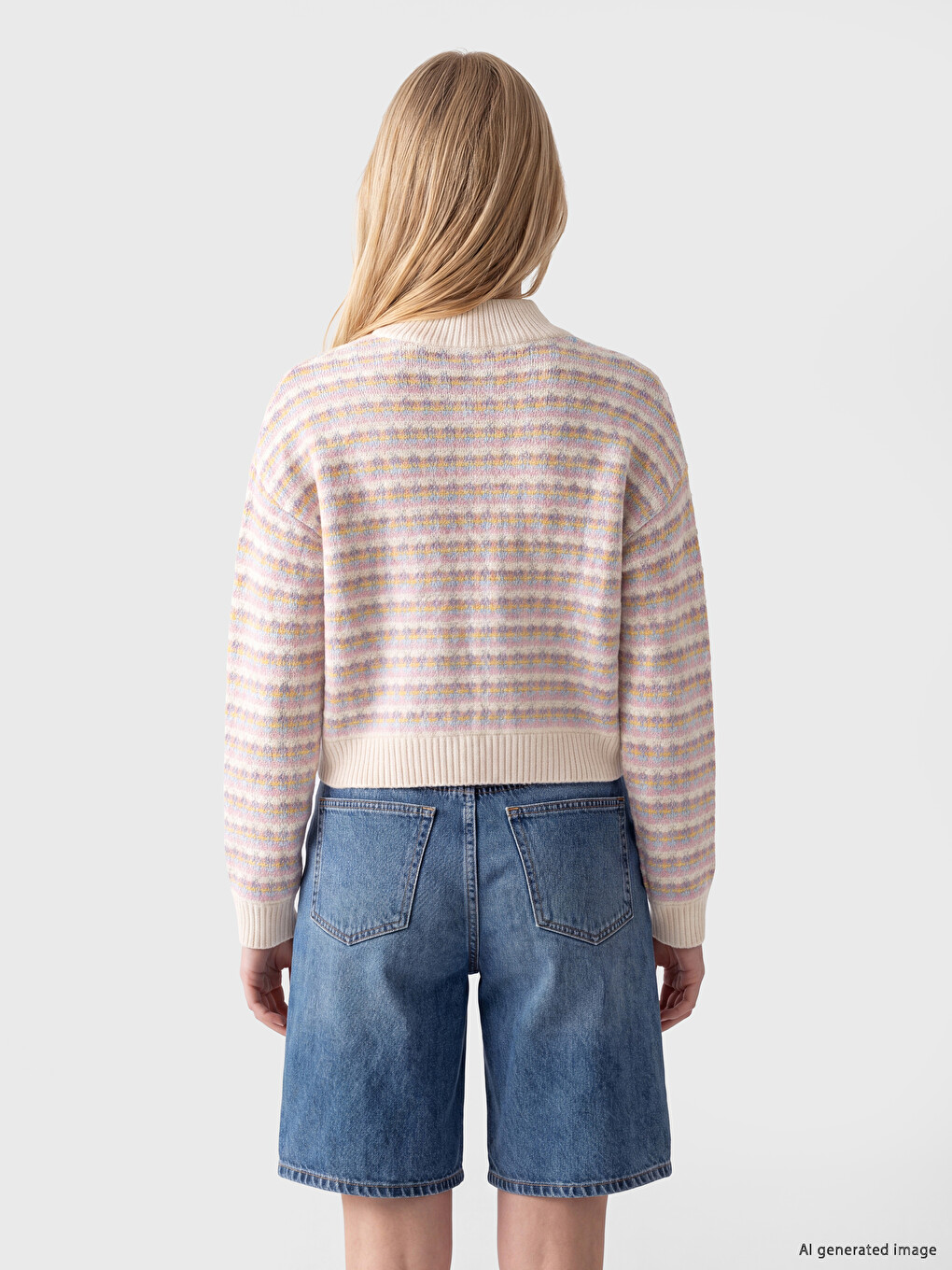 Mock Turtleneck Patterned Women's Knitwear Sweater-3