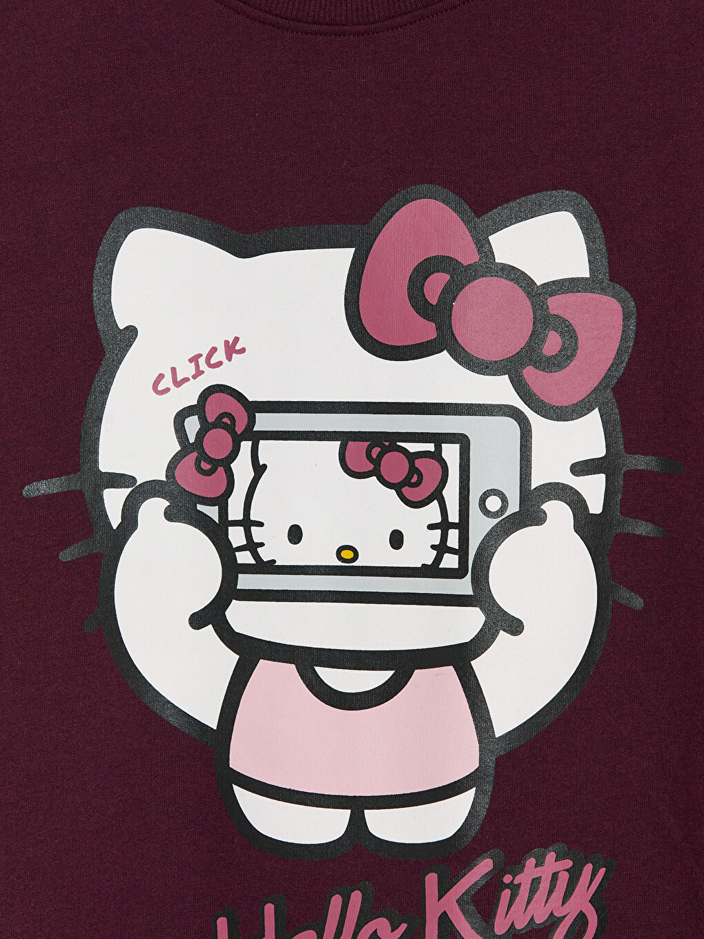 Crew Neck Hello Kitty Printed Girls' Thick Sweatshirt-1