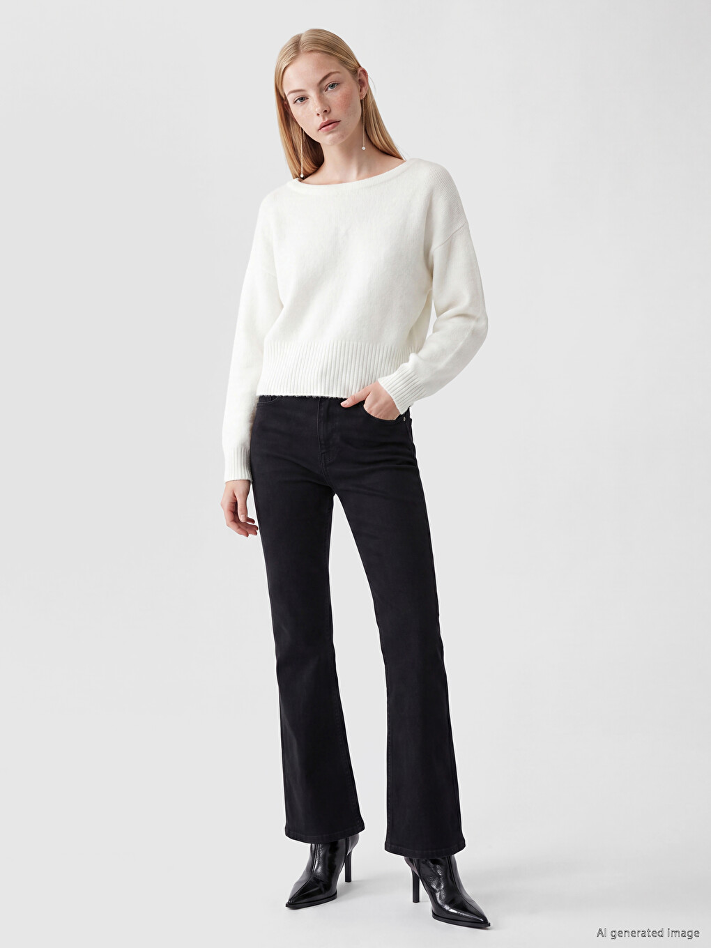 Slash Neck Women's Knitwear Sweater-1