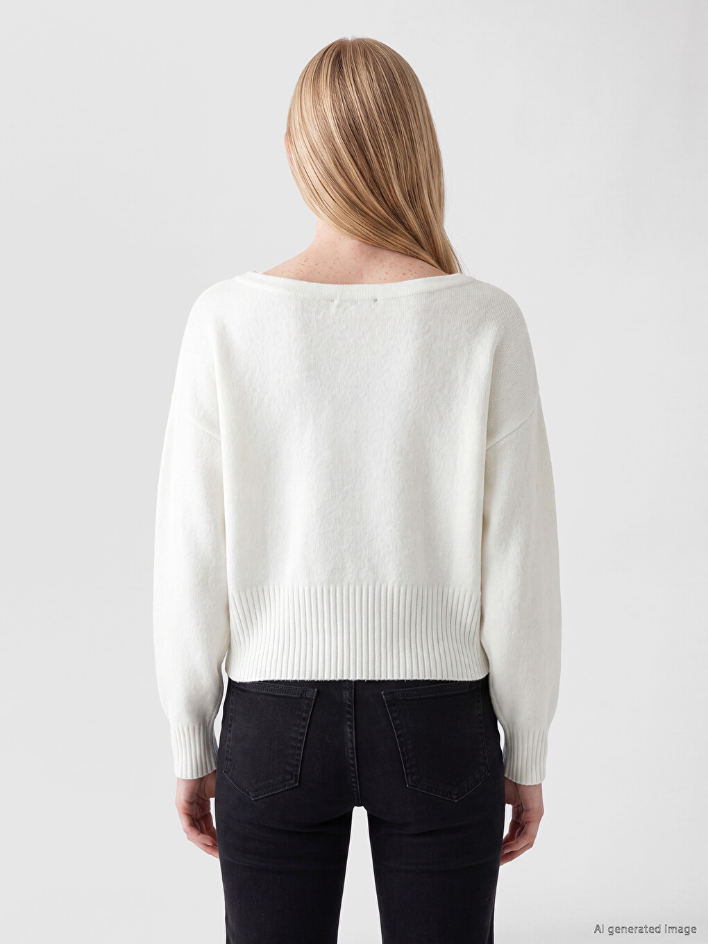 Slash Neck Women's Knitwear Sweater-3
