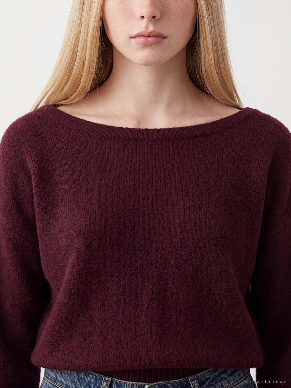 Slash Neck Women's Knitwear Sweater-2