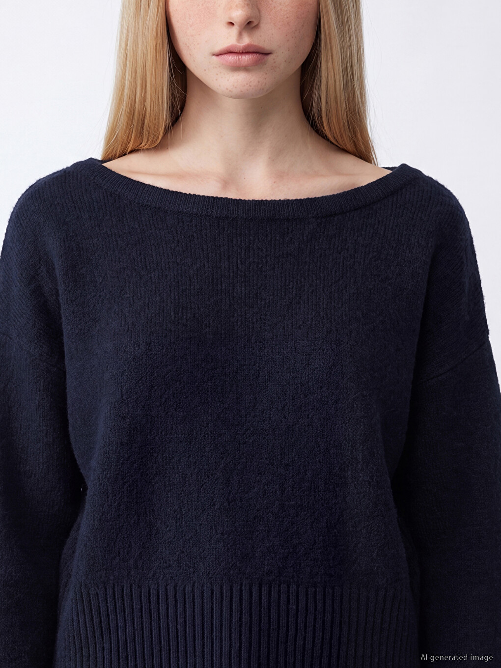 Slash Neck Women's Knitwear Sweater-2