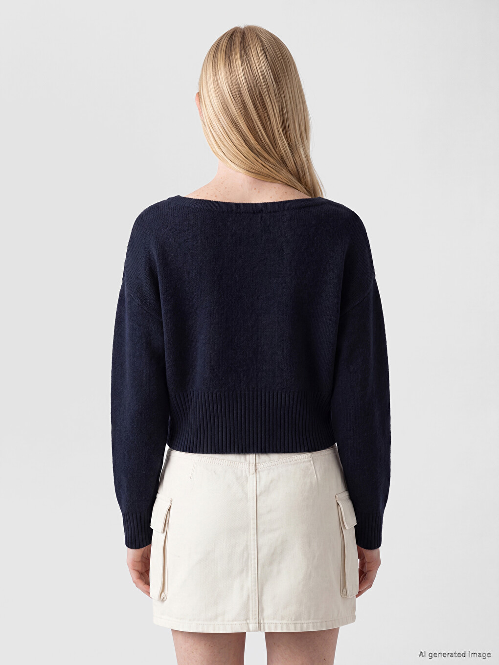 Slash Neck Women's Knitwear Sweater-3