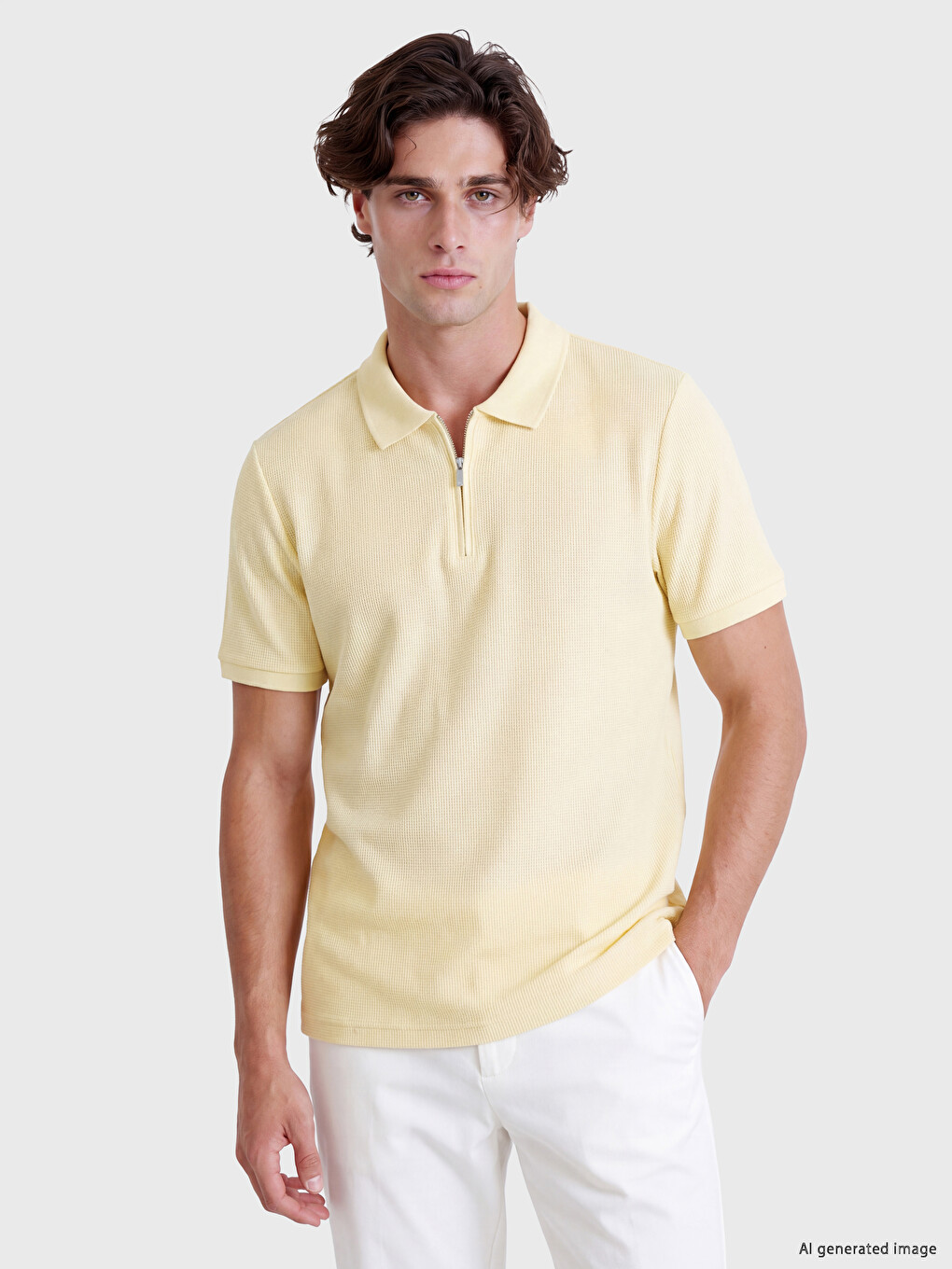 Polo Collar Waffle Men's T-shirt-1
