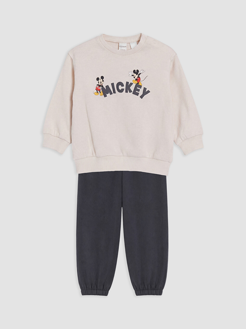 Gri Mickey Mouse Baskılı Erkek Bebek Eşofman Takımı-0
