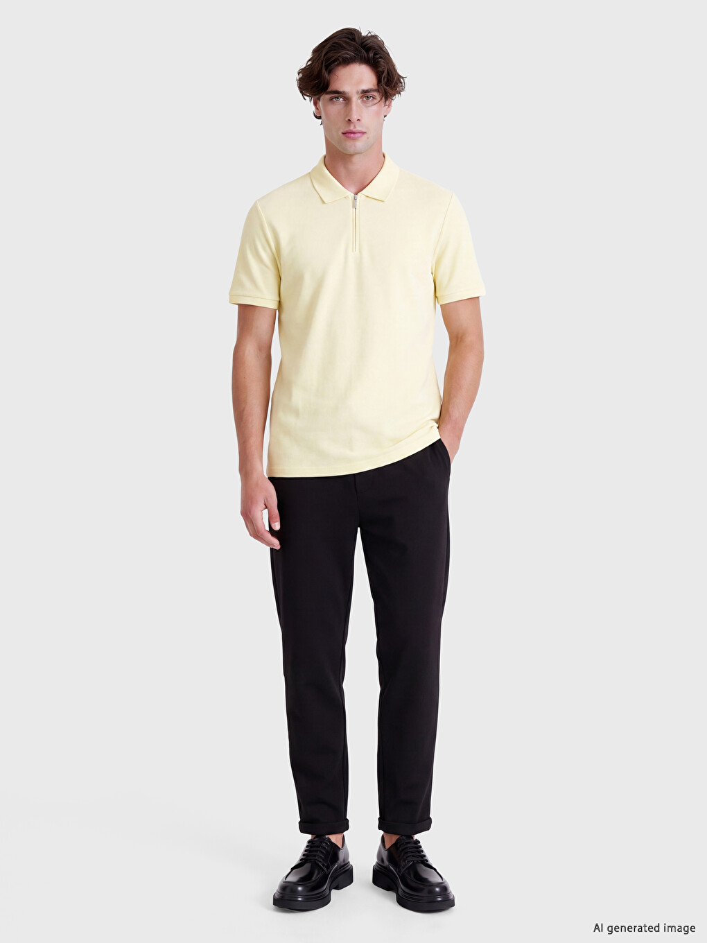Regular Fit Polo Collar Men's T-shirt-1
