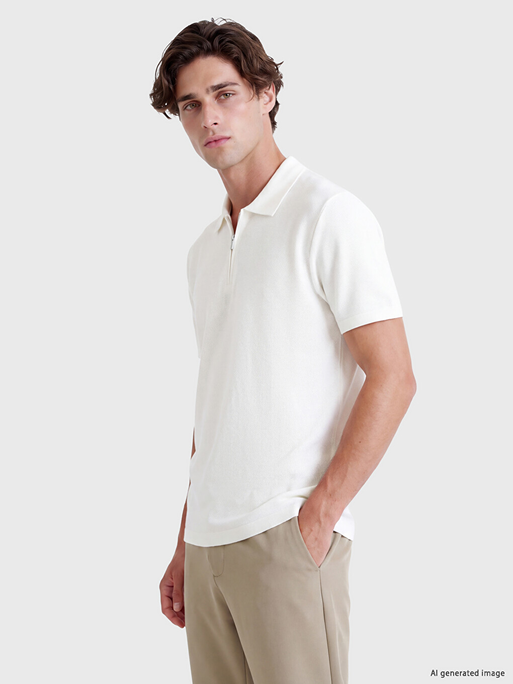 T-shirt Me Jakë Polo Me Prerje Të Rregullt Për Burra-1
