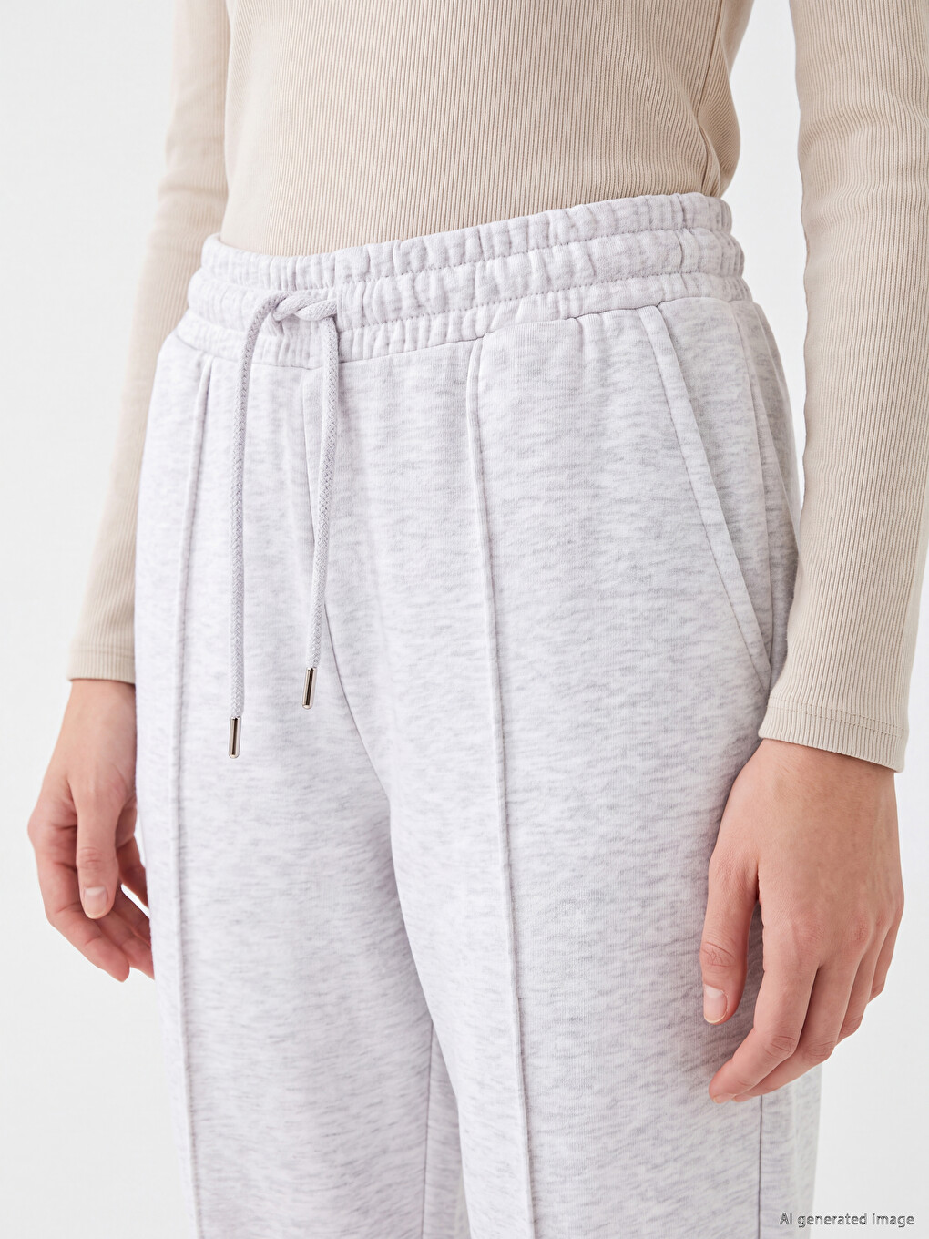 Beli Lastikli Kadın Jogger Eşofman Altı-2