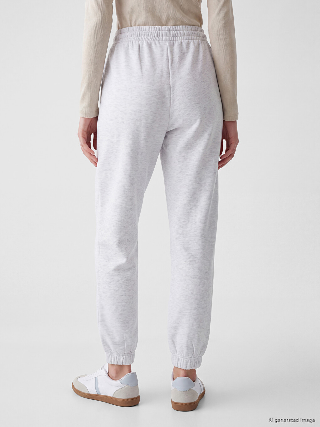 Beli Lastikli Kadın Jogger Eşofman Altı-3