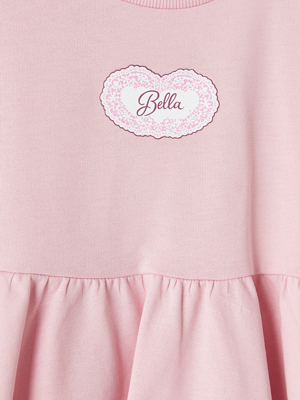 Pembe Bisiklet Yaka Baskılı Kız Çocuk Elbise-1