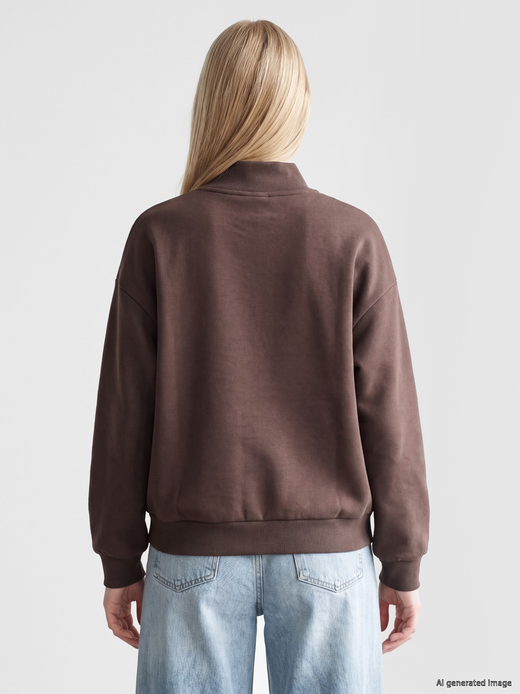 Mock Neck Embroidered Women's Thick Sweatshirt-3