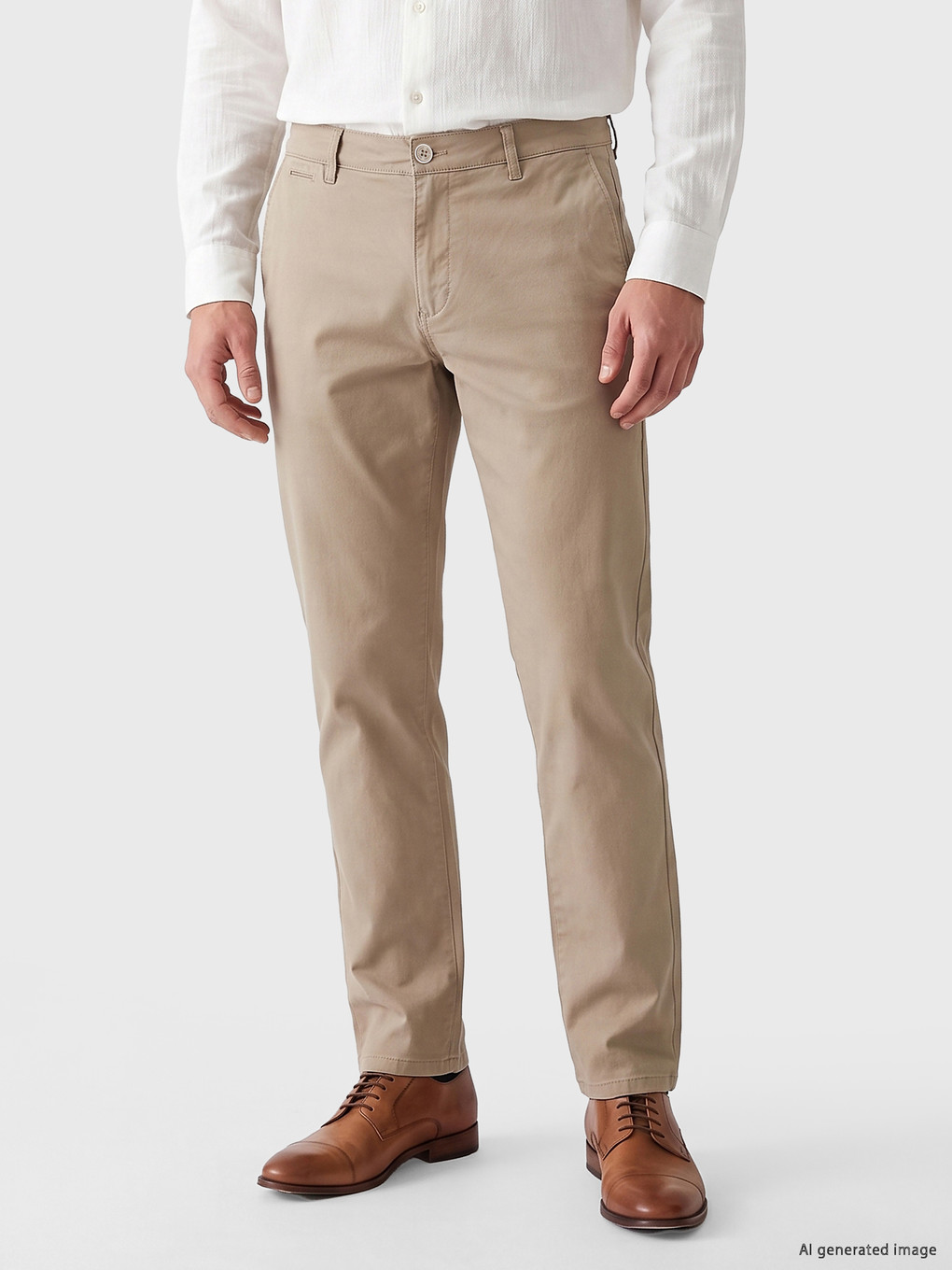 Bej Slim Fit Erkek Chino Pantolon-1