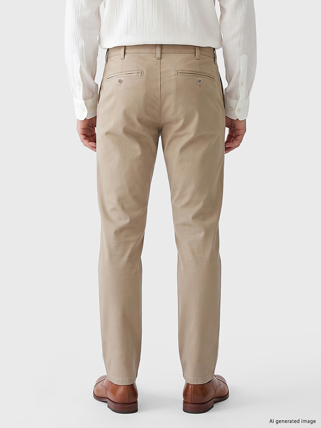 Bej Slim Fit Erkek Chino Pantolon-3