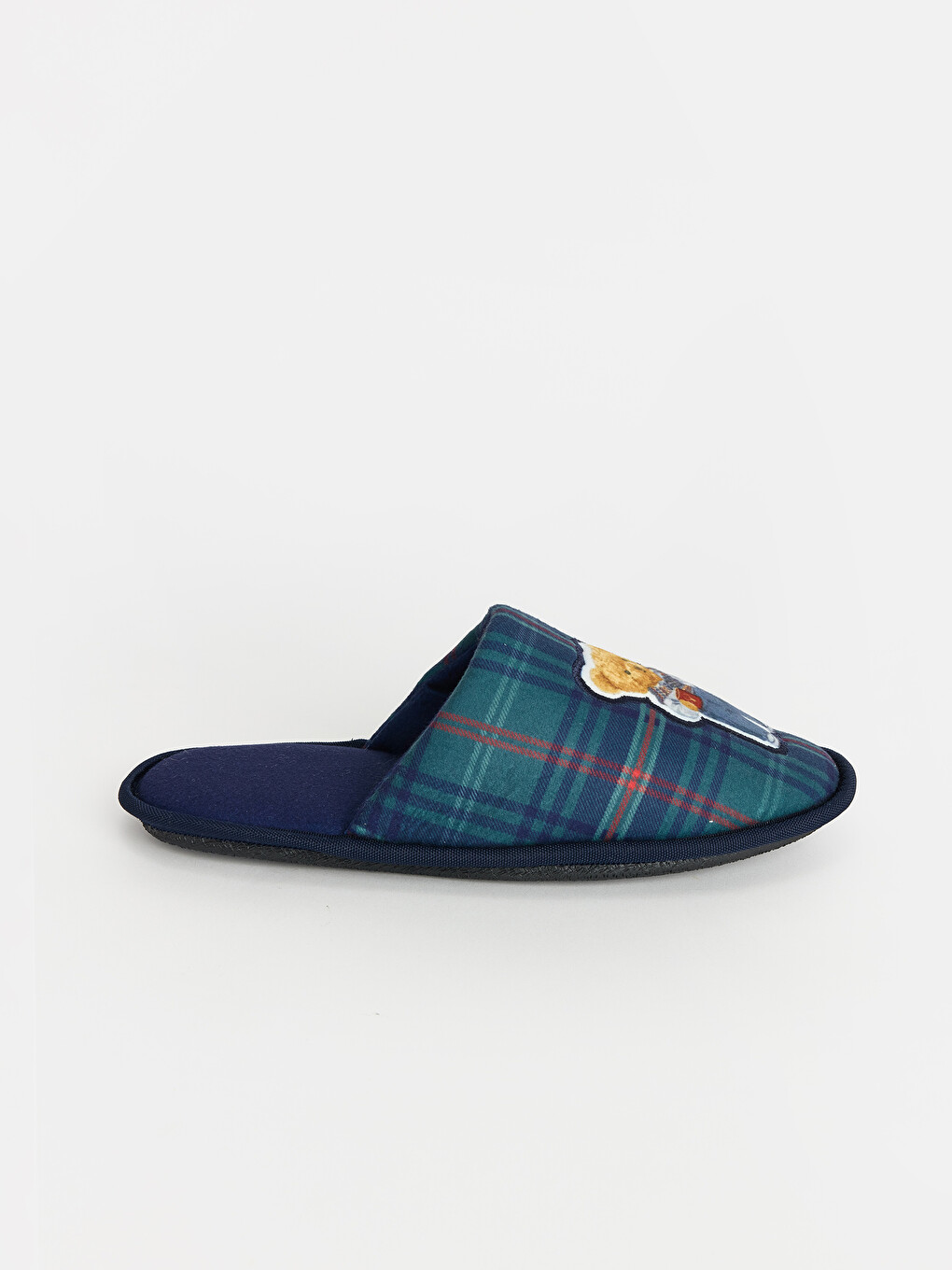 Bear Teddy Embroidered Plaid Women's Home Slipper-2