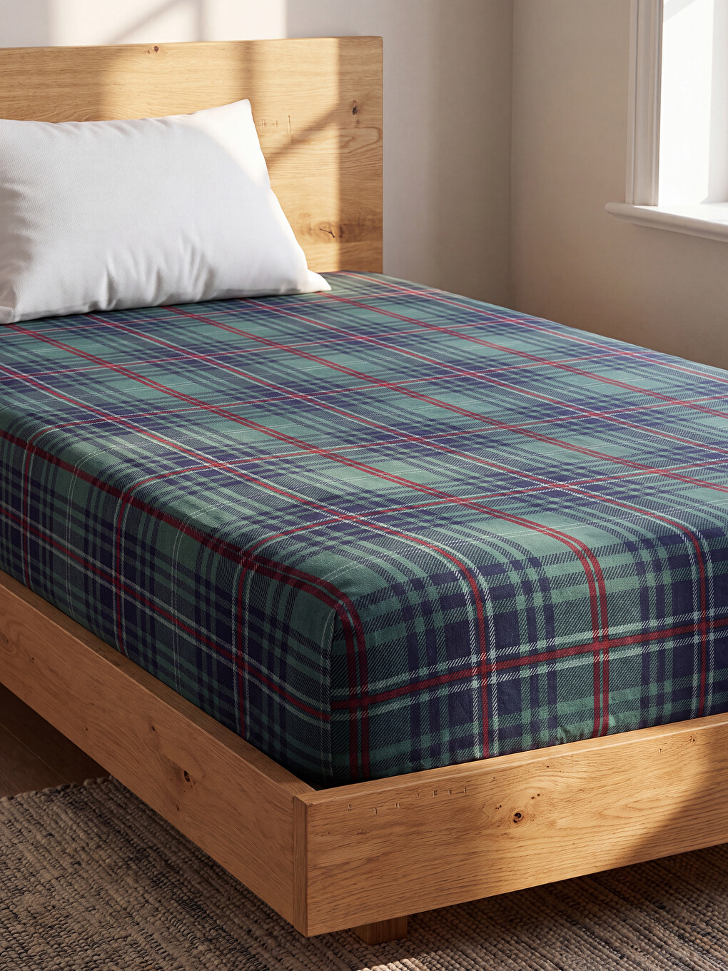 Plaid Patterned Cotton Single Sheet