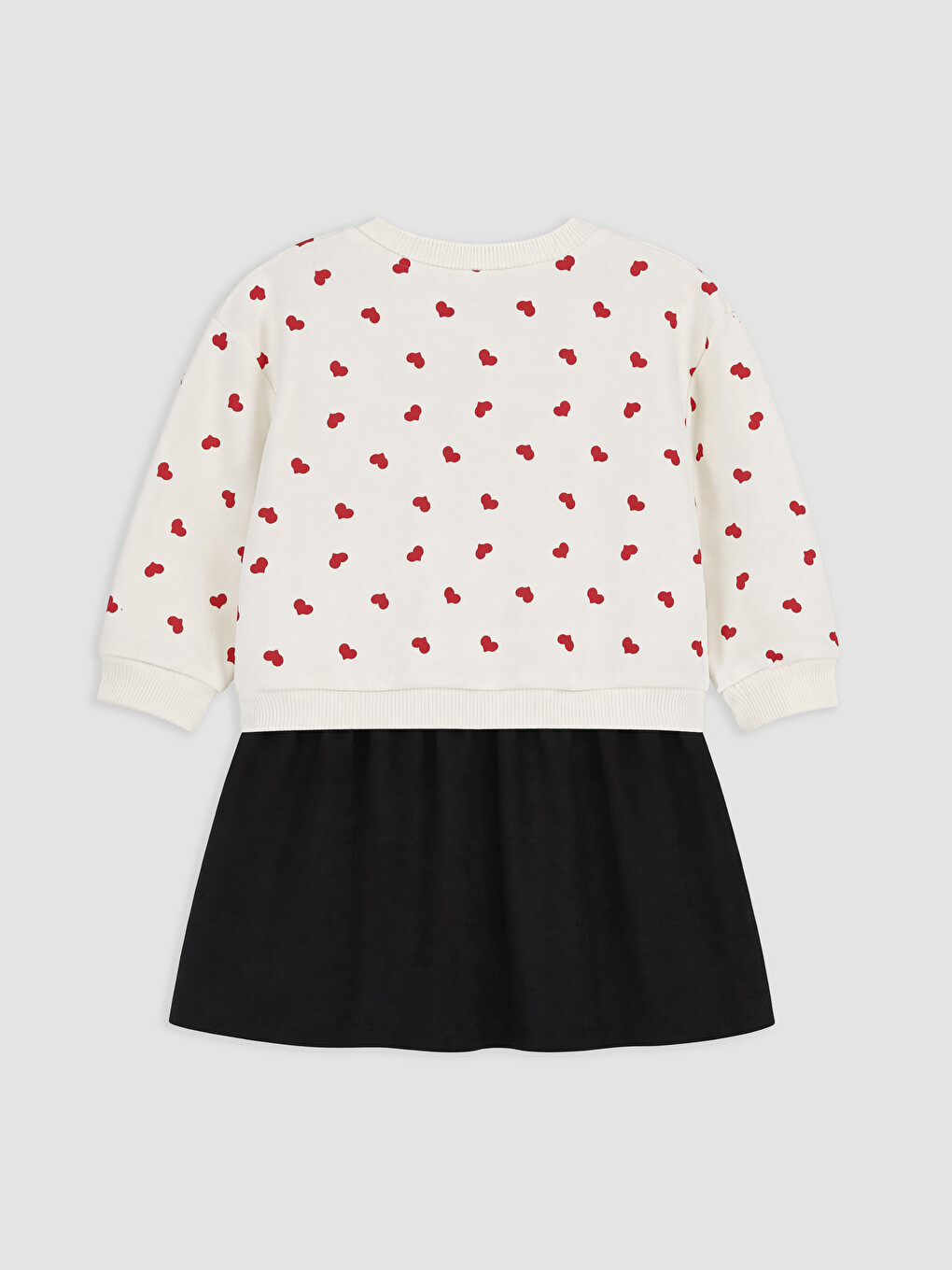Crew Neck Heart Patterned Baby Girls' Dress-1