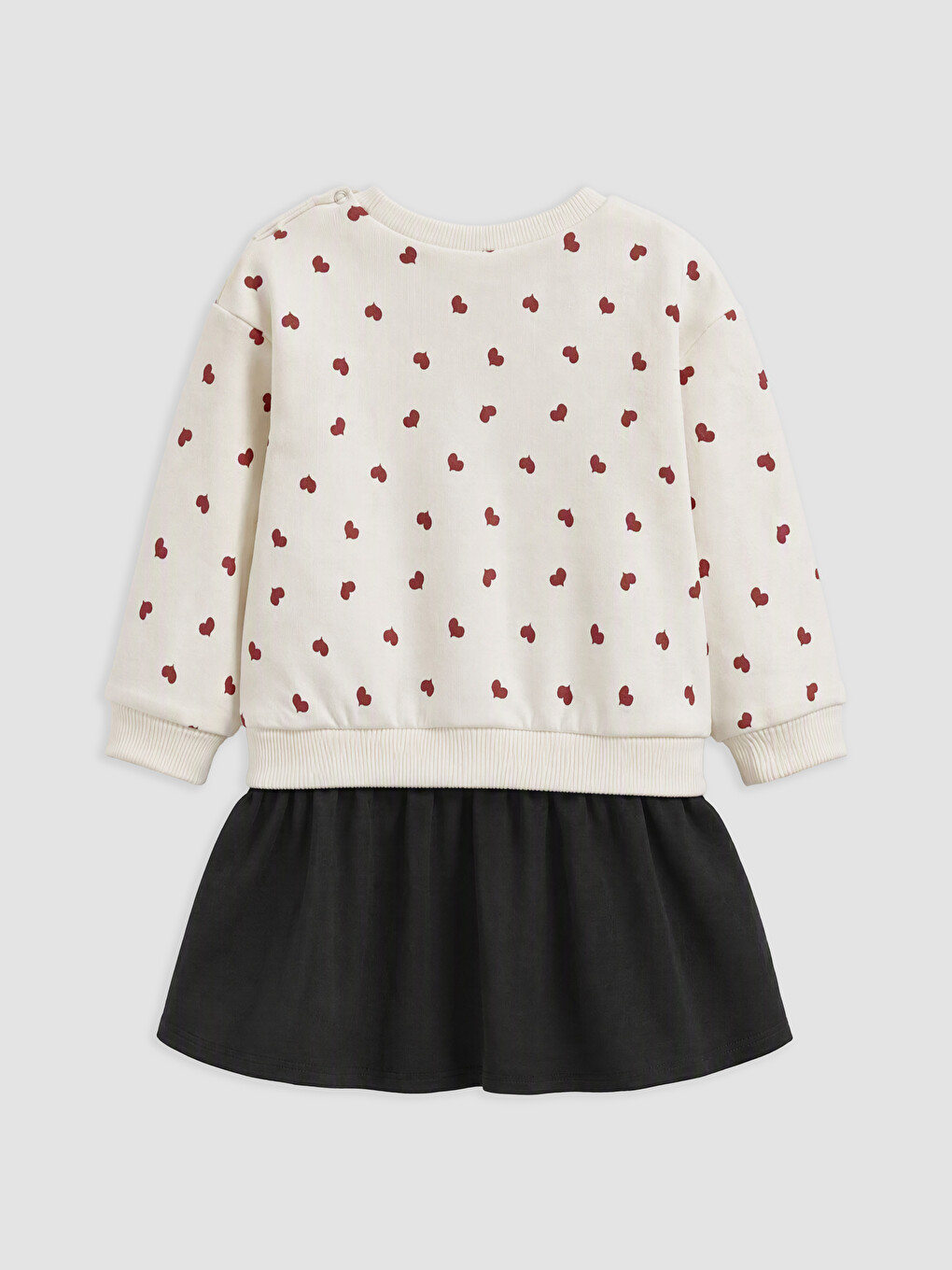 Crew Neck Heart Patterned Baby Girls' Dress-1
