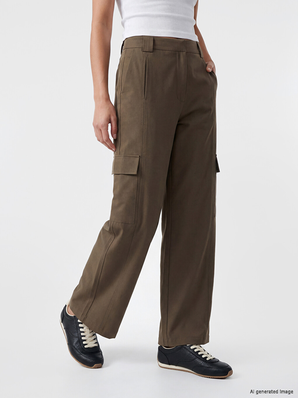 Wide Leg Women's Cargo Trousers-1