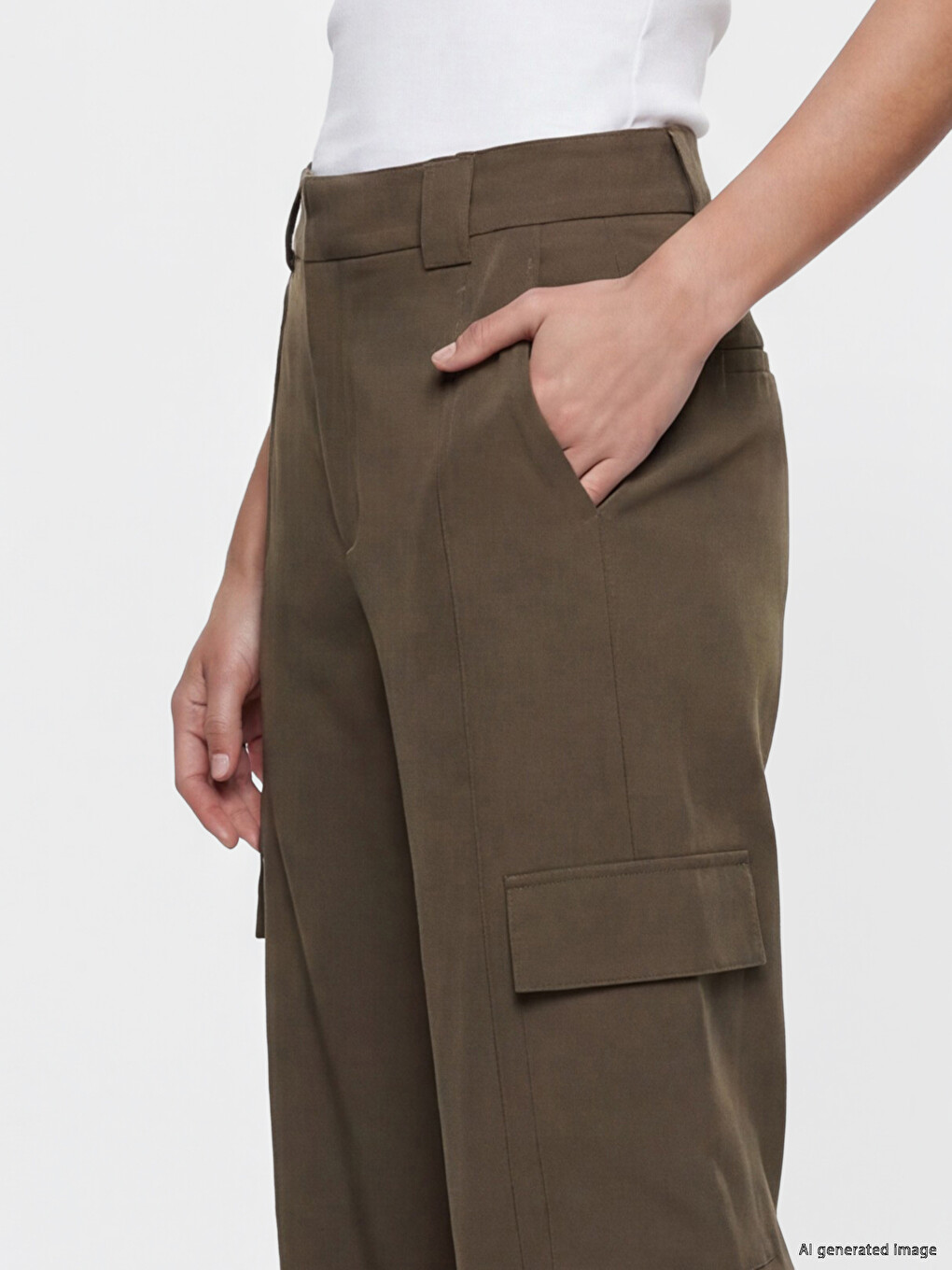 Wide Leg Women's Cargo Trousers-2