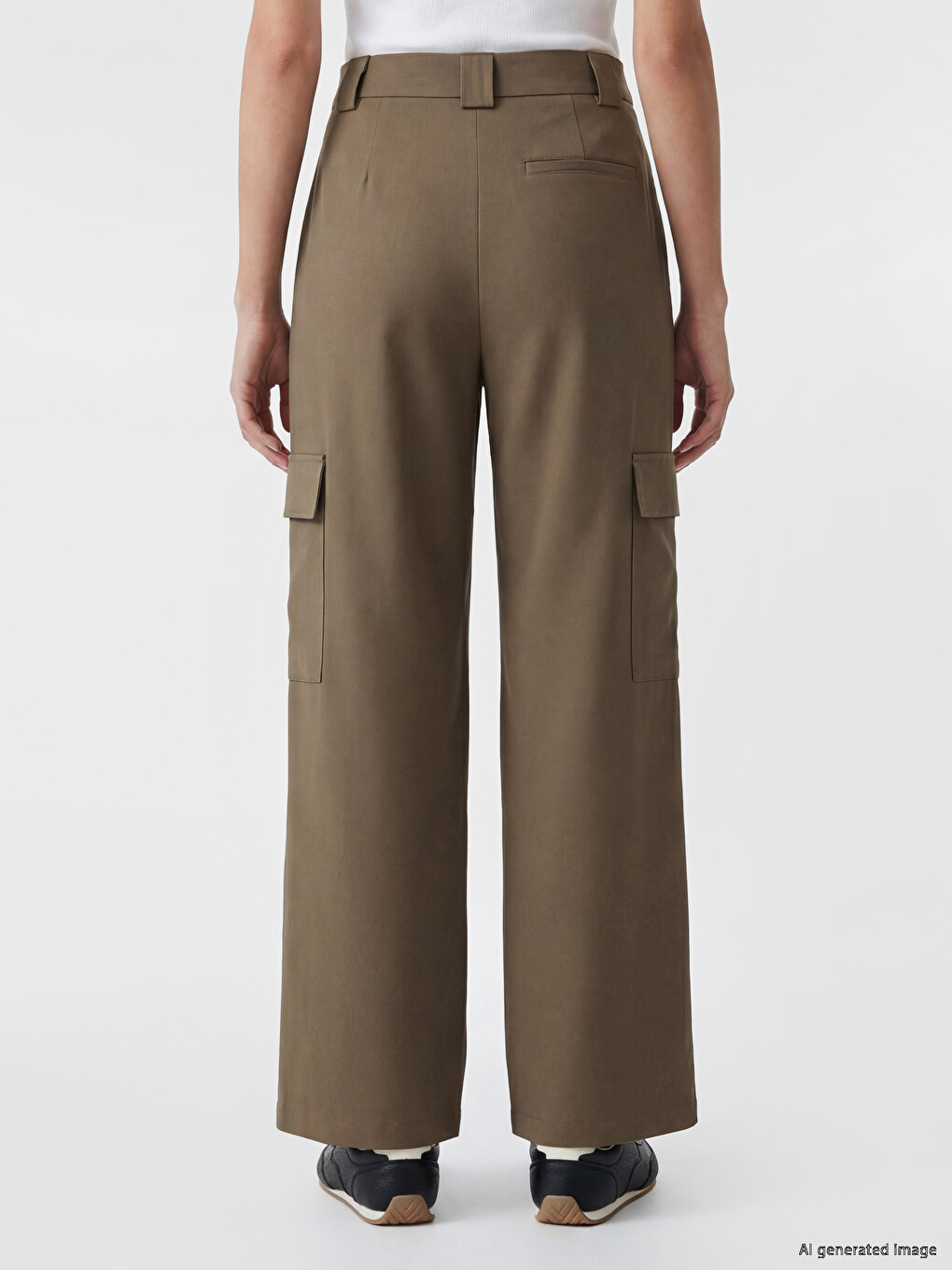 Wide Leg Women's Cargo Trousers-3