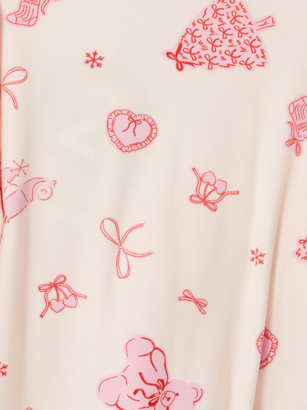 Pembe Yılbaşı Temalı Kız Çocuk Pijama Takımı-2
