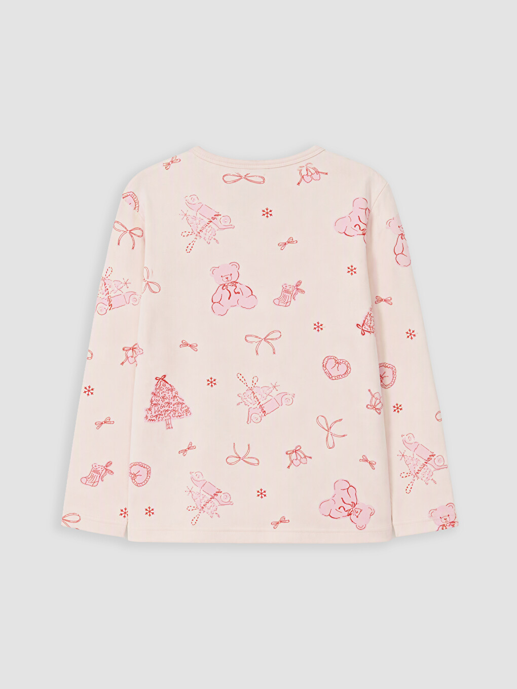 Pembe Yılbaşı Temalı Kız Çocuk Pijama Takımı-3