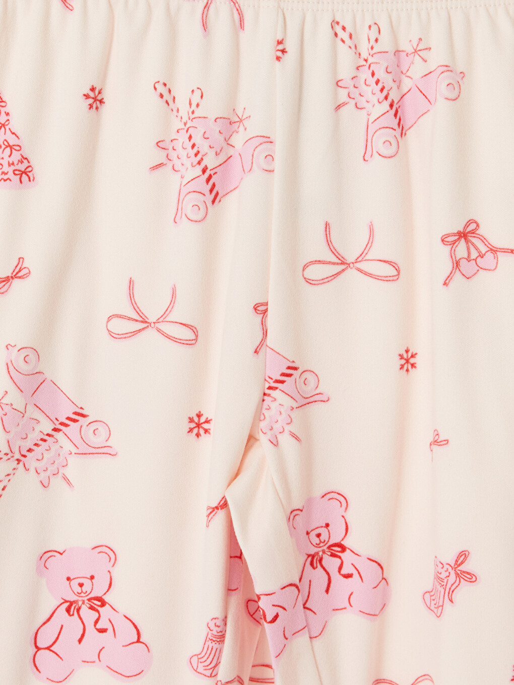 Pembe Yılbaşı Temalı Kız Çocuk Pijama Takımı-5